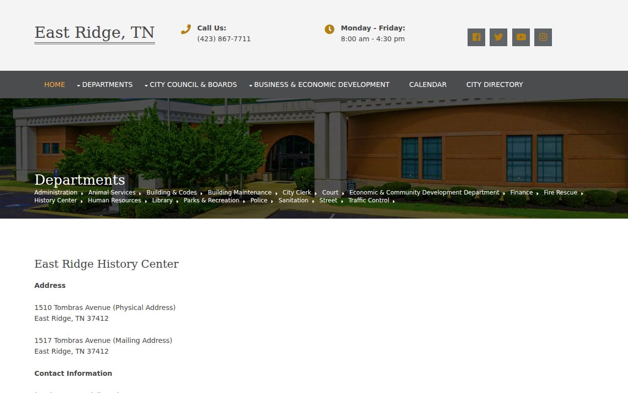 East Ridge city directory East Ridge History Center access information