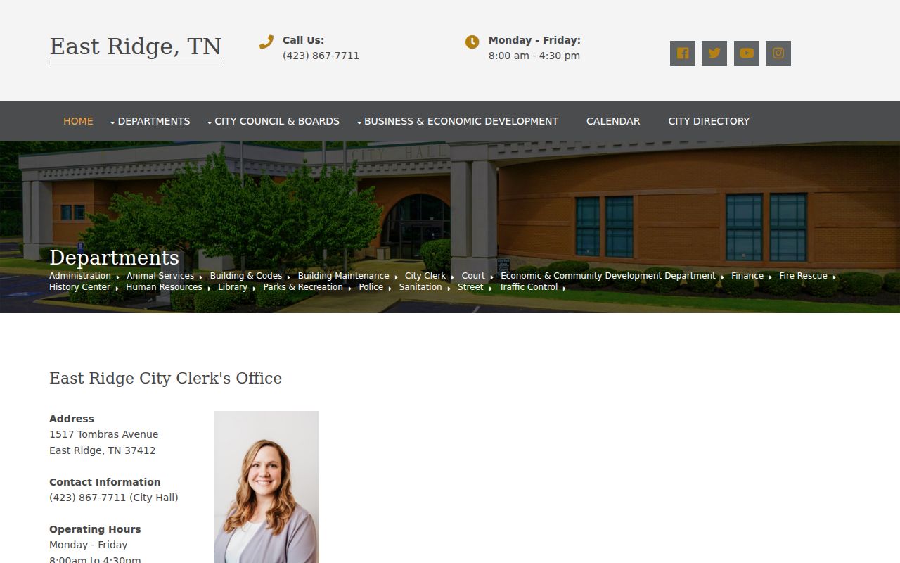 East Ridge residents directory City Clerk records page