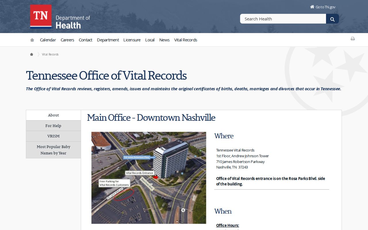 East Ridge residents directory Tennessee Office of Vital Records information