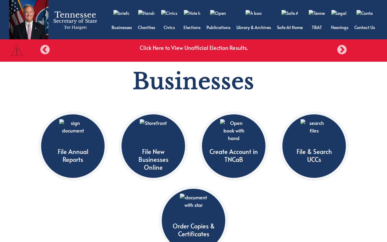 East Ridge residents directory Tennessee Secretary of State Business Services hub