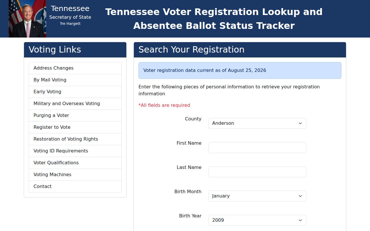 East Ridge residents directory Tennessee voter registration lookup form