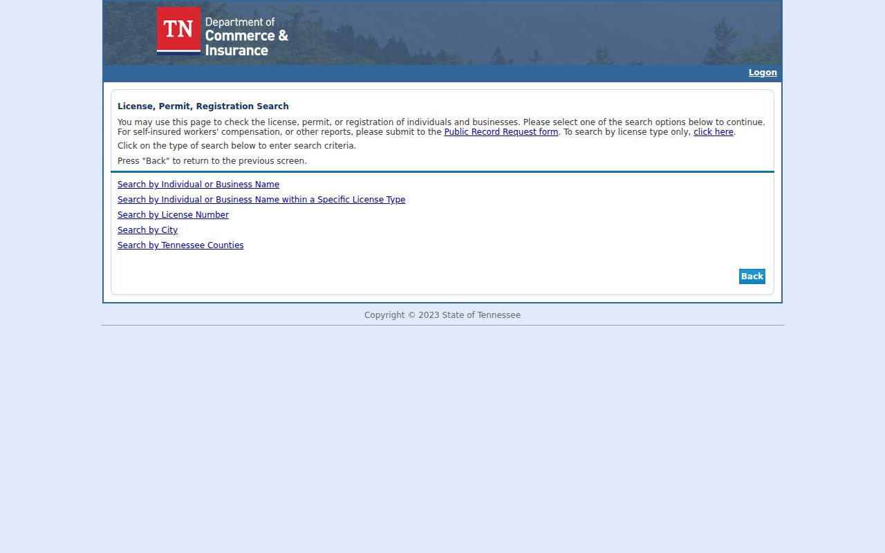 East Ridge resident lookup through Tennessee license and permit search