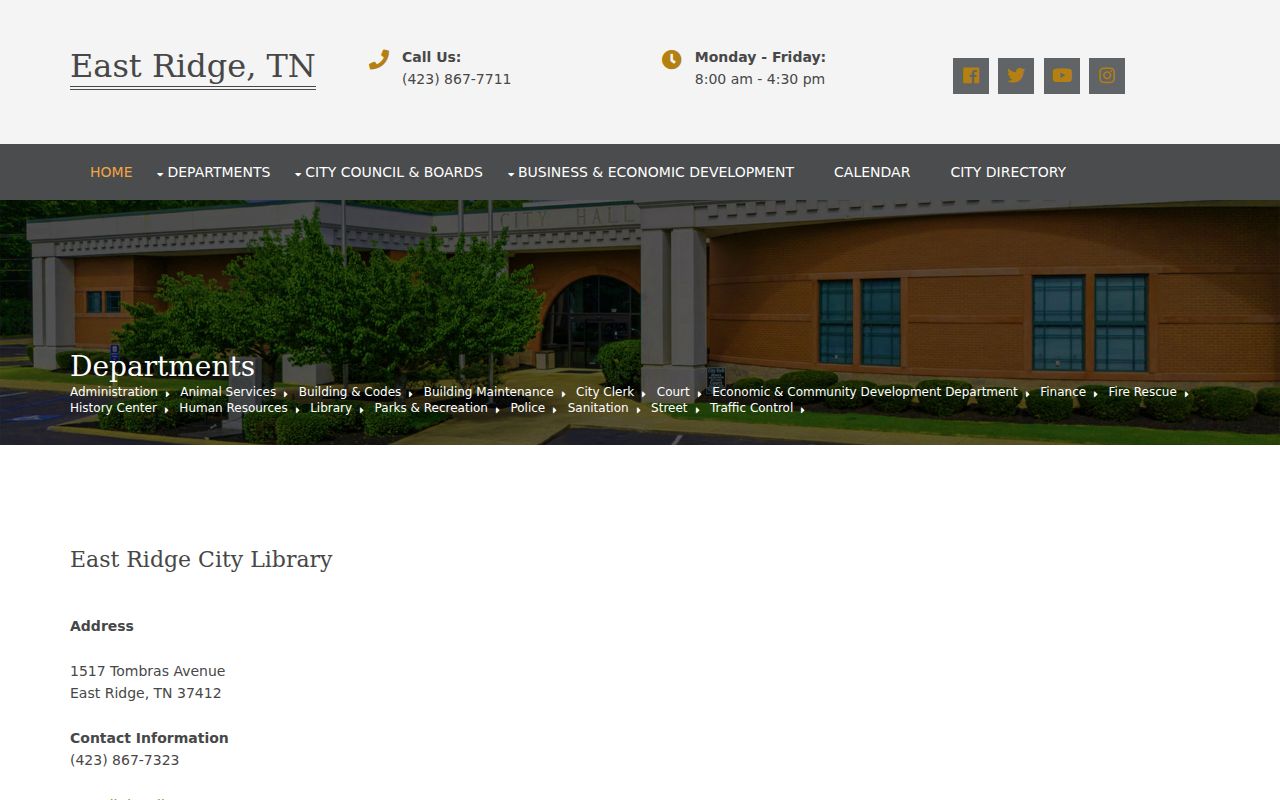 East Ridge ZIP code directory City Library address and ZIP-based card requirements