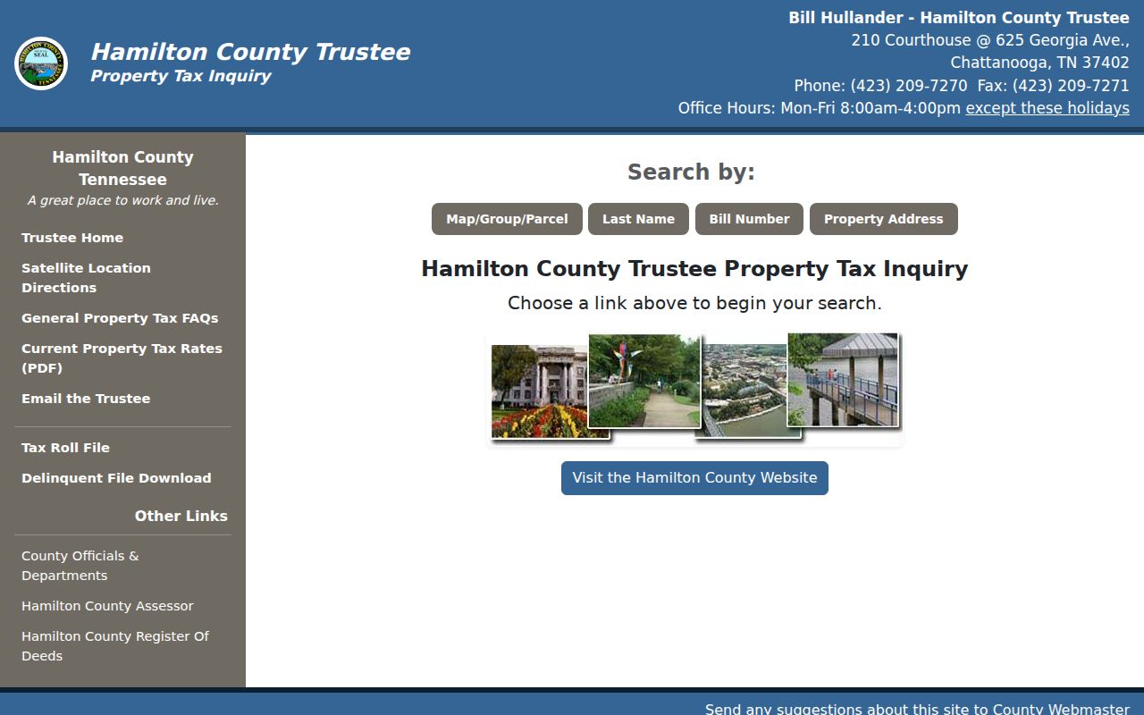East Ridge ZIP code directory Hamilton County Trustee property tax inquiry